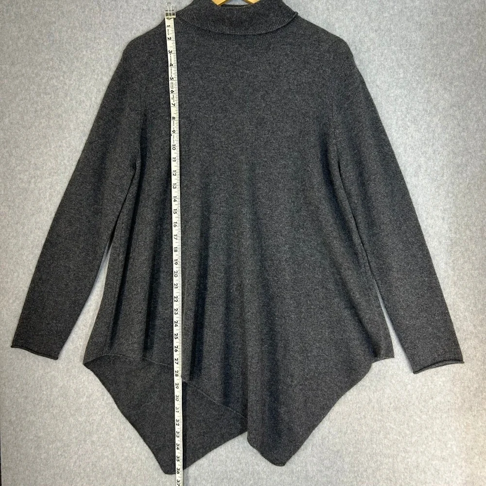 MAGASCHONI Cashmere Turtleneck Sweater Asymmetric Hem Charcoal Gray Womens Large - Picture 6 of 13